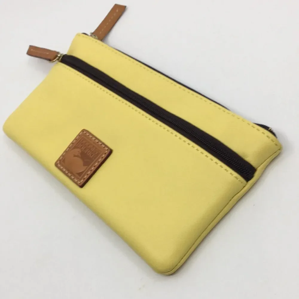 DOONEY & BOURKE Tech Top Yellow Leather Double Zip Pouch Wallet